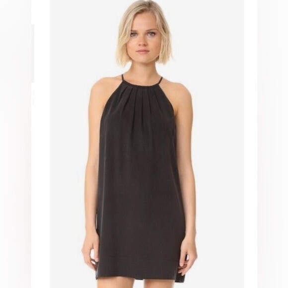 TCEC black pleated trapeze swing dress with pockets size medium - Picture 1 of 10